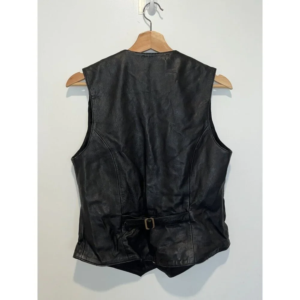 Vintage Wilsons Leather Black Vest  Size Medium M